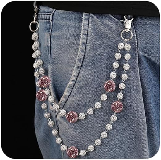 DRUNZ White/PINK W BLUE DOTS WALLET CHAIN