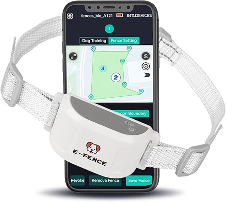 E-FENCE 3-in-1 GPS Dog Tracker/Training Collar/Electronic Fence Wireless Electric Collar Fence for Dogs,Pet Containment System,Adjustable Irregular Boundary,Outdoor Use Only