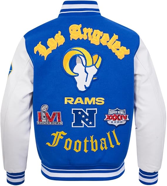 Pro Standard Mens NFL Old English Varsity Jacket L.A.RAMS LG