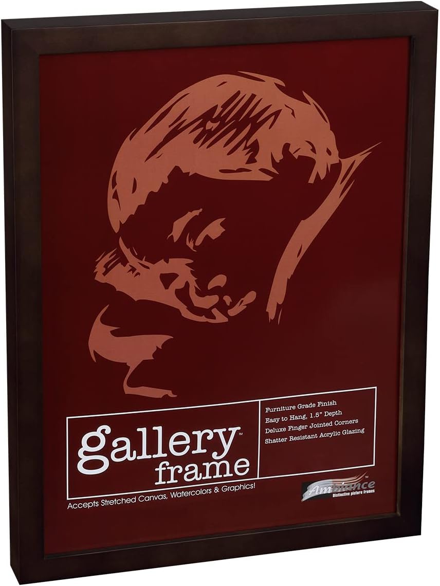 Ambiance Gallery Wood 1.5" Deep Picture Frames - 11x14" Espresso Wood Frame, Shatter-Resistant Acrylic Glazing & MDF Backing, Horizontal or Vertical Wall Display
