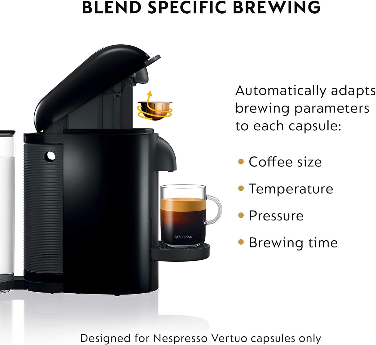 Nespresso Vertuo Plus Coffee and Espresso Maker by Breville, Ink Black with Aeroccino Milk Frother