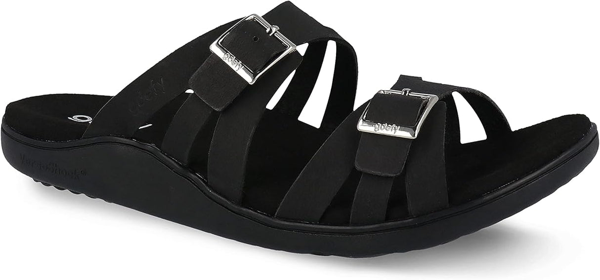Gravity Defyer Women's GDEFY Ortal Leather Strappy Fashion Sandal - VersoShock Proven Performance Orthotic Slides Size: 8