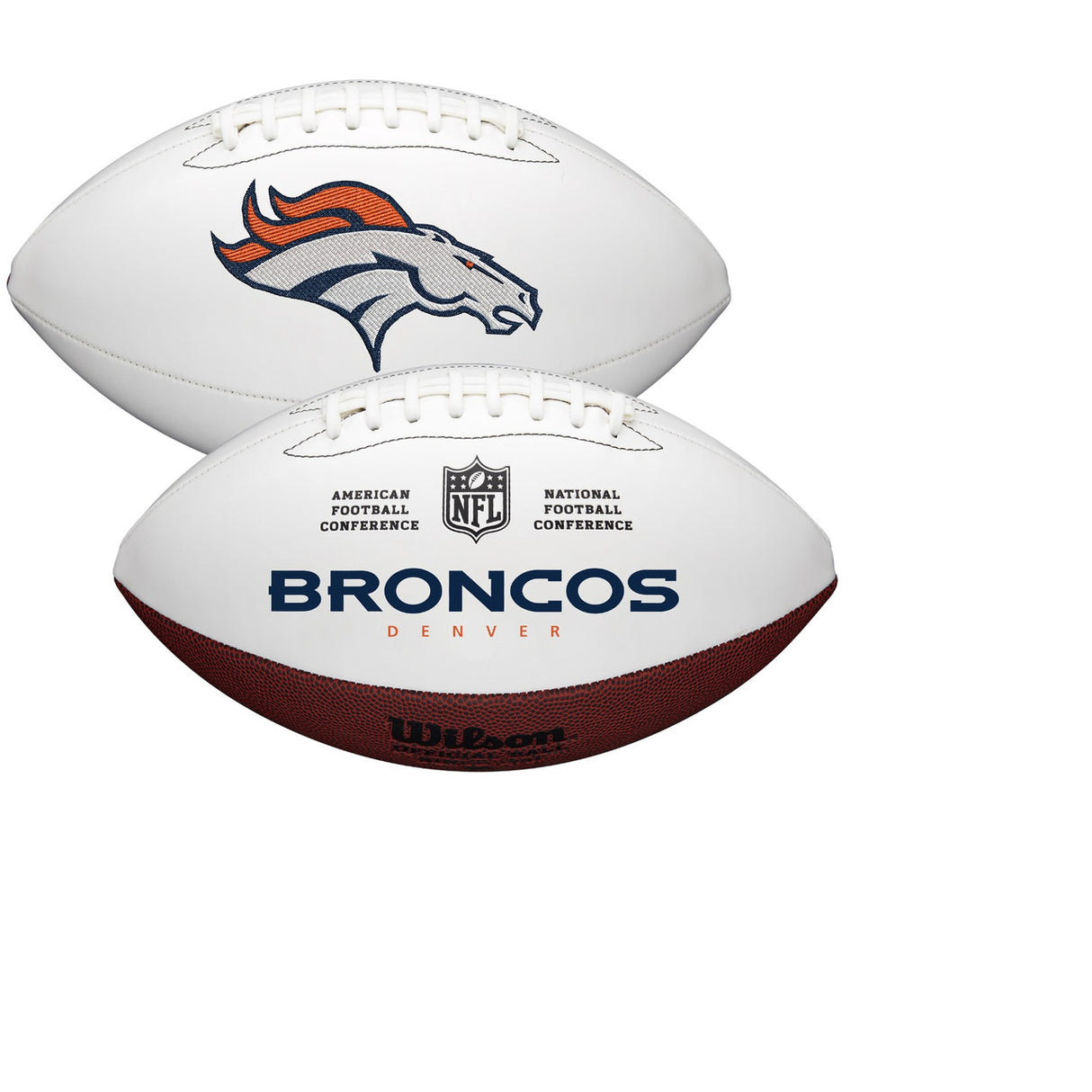 Denver Broncos Full Size Official NFL Autograph Signature Series White Panel Football by Wilson