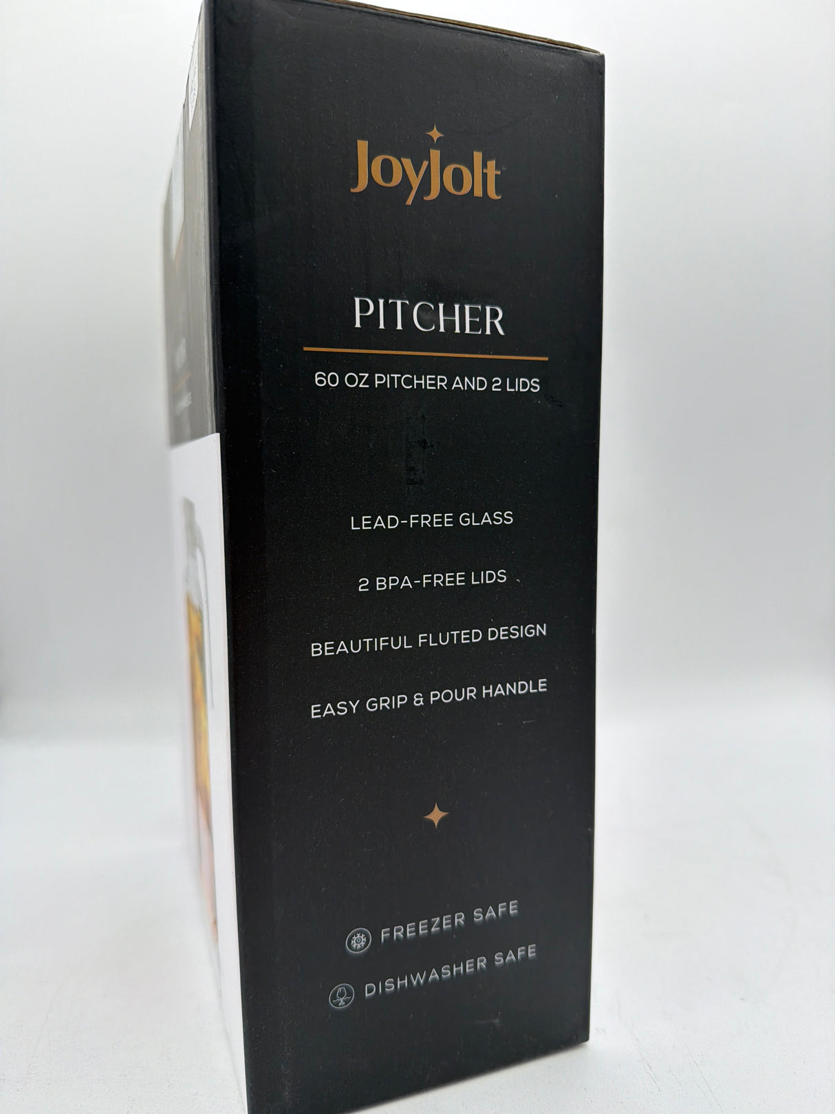 JoyJolt 60oz Glass Pitcher with Lid (2 Lids) - Beverage Serveware and Storage Container for Cold Drinks and Liquids. Juice Container, Water Jug, Fridge Pitcher for Iced Tea or Milk