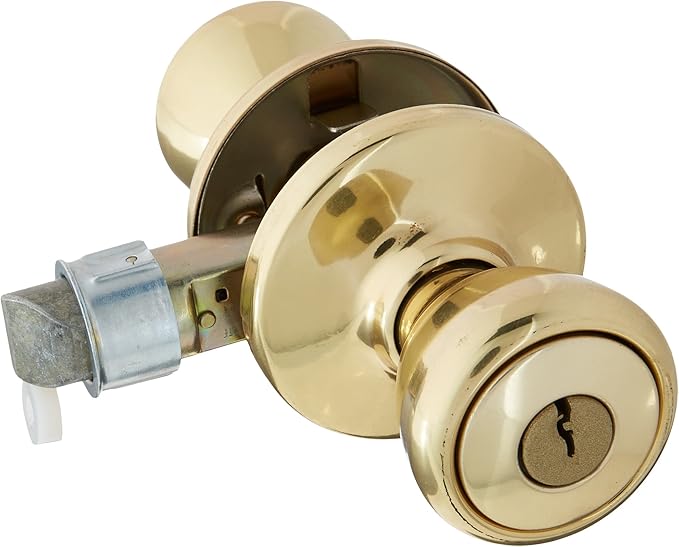 KWIKSET 94002-825 Mobile Home Entry Lockset, Polished Brass