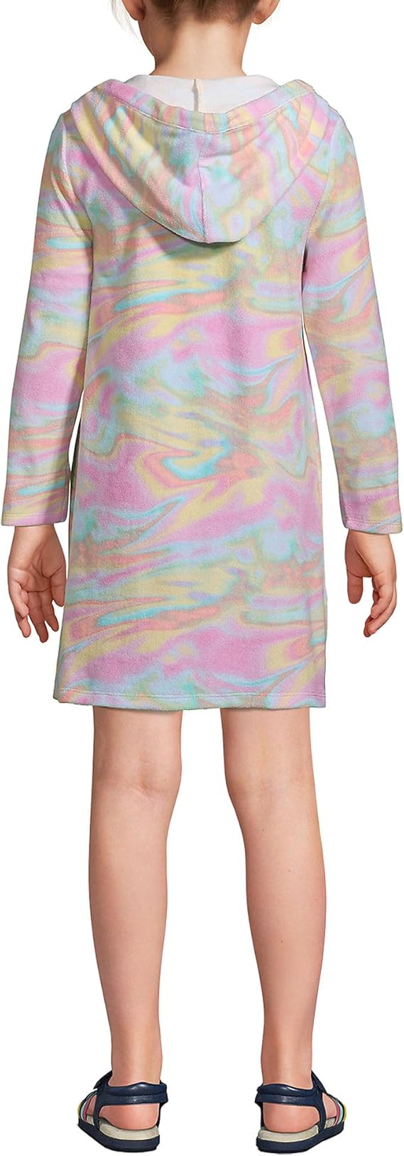 Lands' End G Terry Kangaroo Cover Up Wild Blossom Multi Swirl Kids X-Large (14-16)