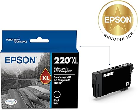 EPSON 220 DURABrite Ultra Ink High Capacity Black Cartridge (T220XL120-S) Works with WorkForce WF-2630, WF-2650, WF-2660, WF-2750, WF-2760, Expression XP-320, XP-420, XP-424