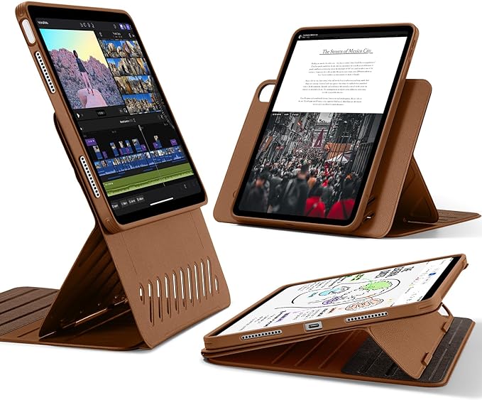 ESR for iPad Air 13 Inch Case M3/M2 (2025/2024), Removable Magnetic Cover, Adjustable Portrait/Landscape Stand with Raised Screen View, 9 Standing Angles, Shift Series, Brown
