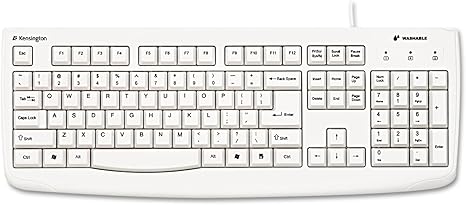 Kensington 64406 Pro Fit USB Washable Keyboard, 104 Keys, Wired, White