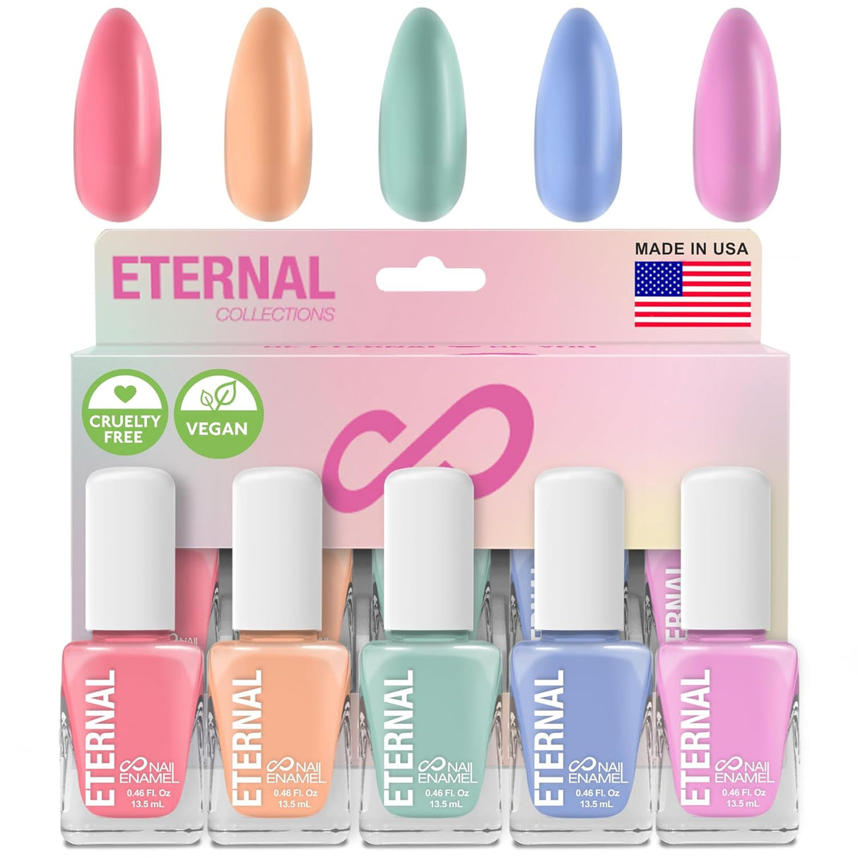 Eternal Pastel Nail Polish Sets for Women (CANDY PASTELS) - 13.5mL (Set of 5)