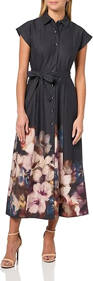 Calvin Klein Women's Cotton Floral Border Midi- Size 8