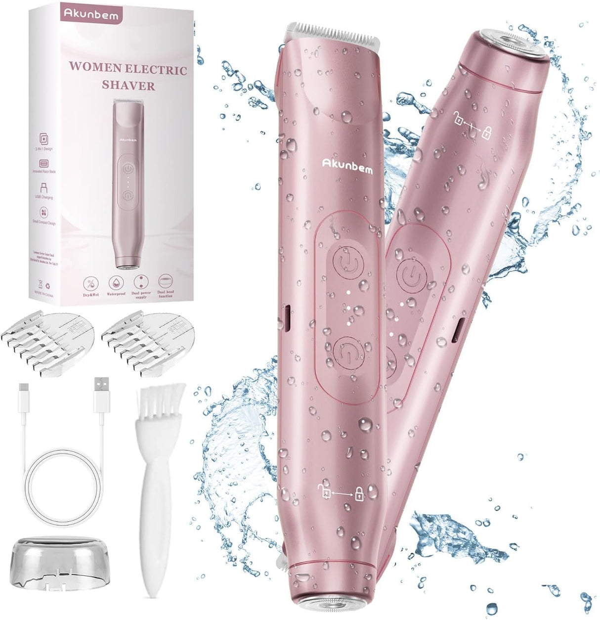 2 in 1 Women Electric Shaver Dual Head Bikini Trimmer