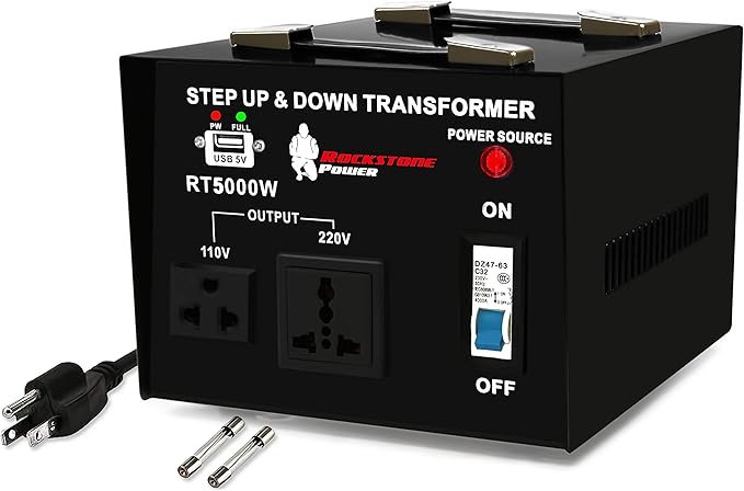 5000 Watt Voltage Converter Transformer - Heavy Duty Step Up/Down AC 110V/120V/220V/240V Power Converter - Circuit Breaker Protection – DC 5V USB Port