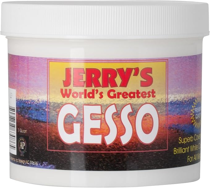 Jerry's World's Greatest Acrylic Ultra Bright White Gesso Primer - Non-Yellowing - Highly Pigmented Gesso Primer - One Quart (32 oz)