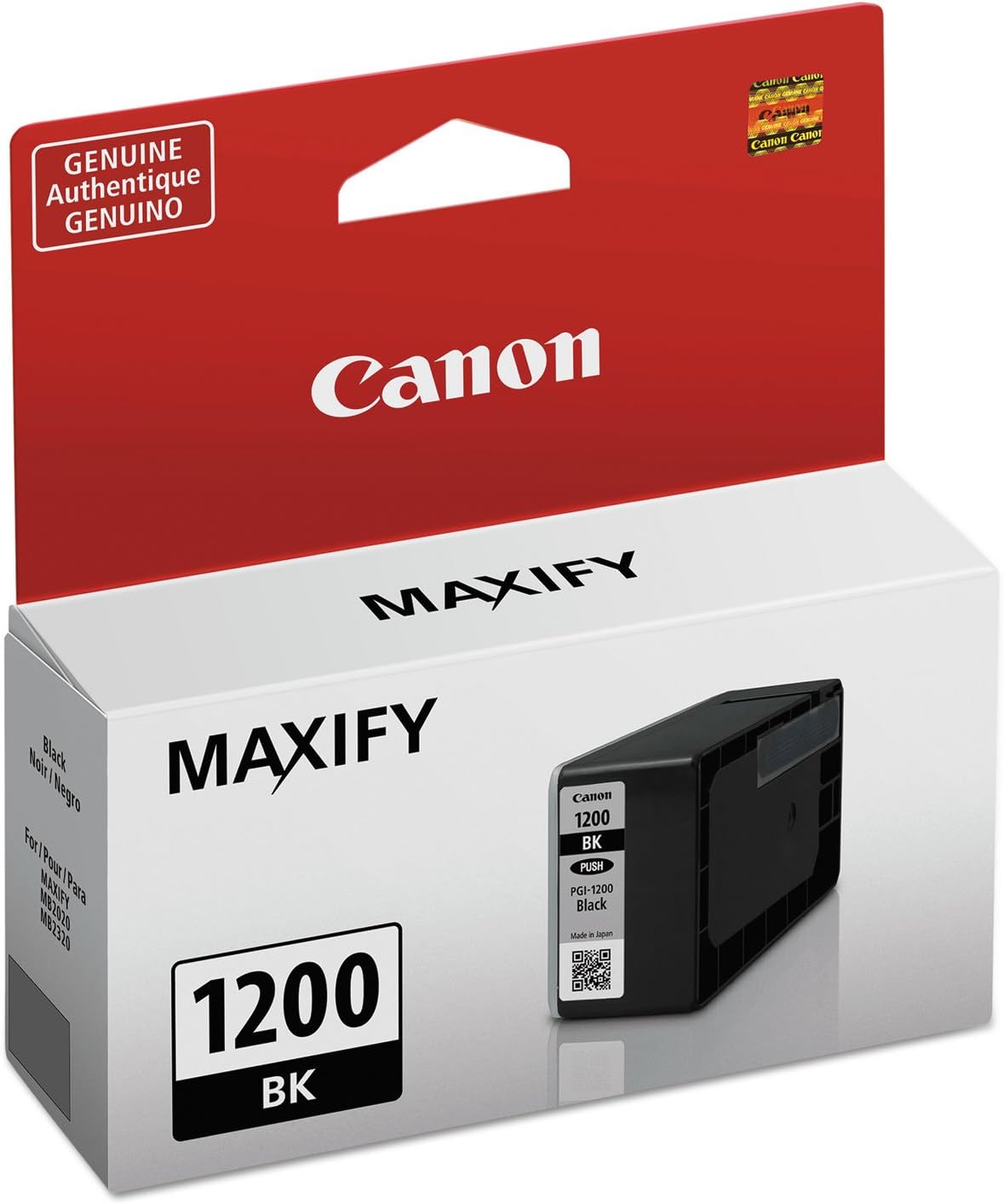 Canon PGI-1200 Genuine Pigment Black Ink Tank, Compatible with MB2120, MB2720, MB2020, and MB2320 Printers