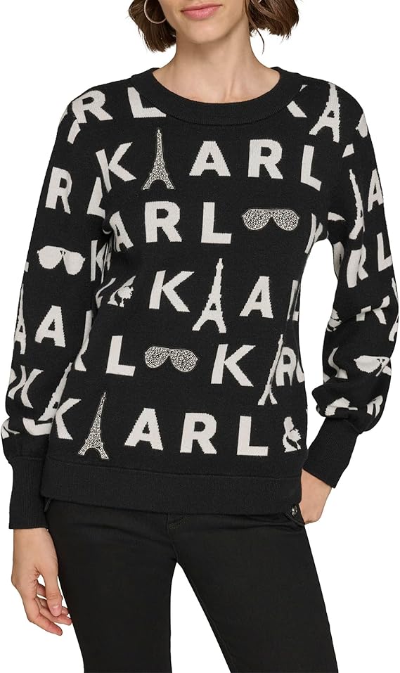 KARL LAGERFELD PARIS Women's Embellished Sweater-LG