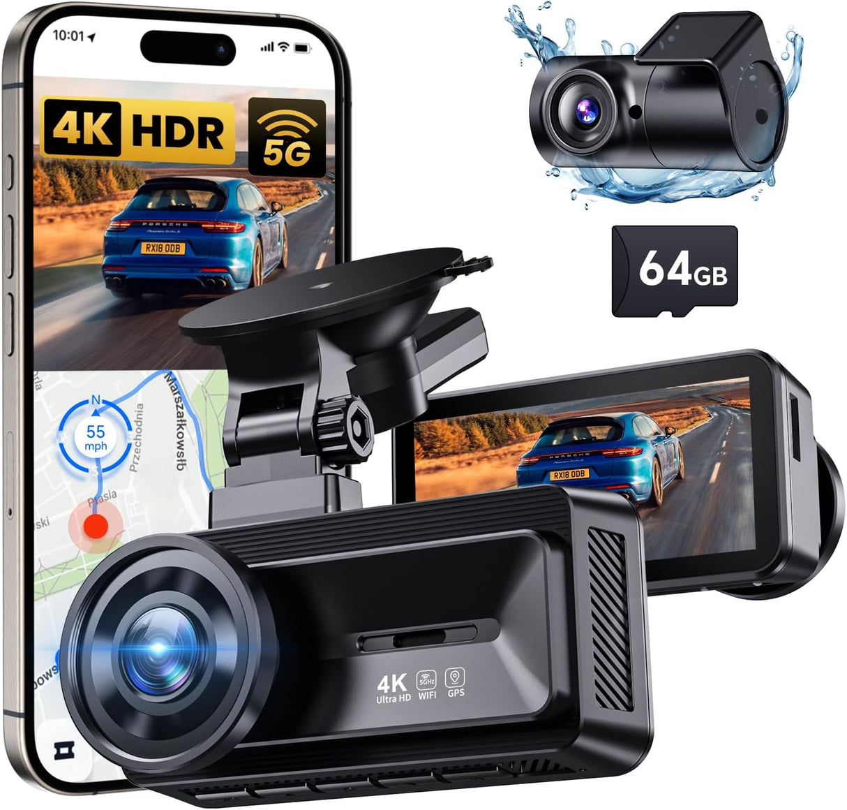 COOLCRAZY Dash Cam Front Rear