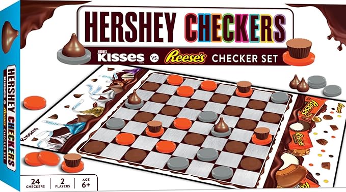 MasterPieces Family Game - Hershey - Kisses vs. Reese's Checkers - Officially Licensed Board Game for Kids & Adults