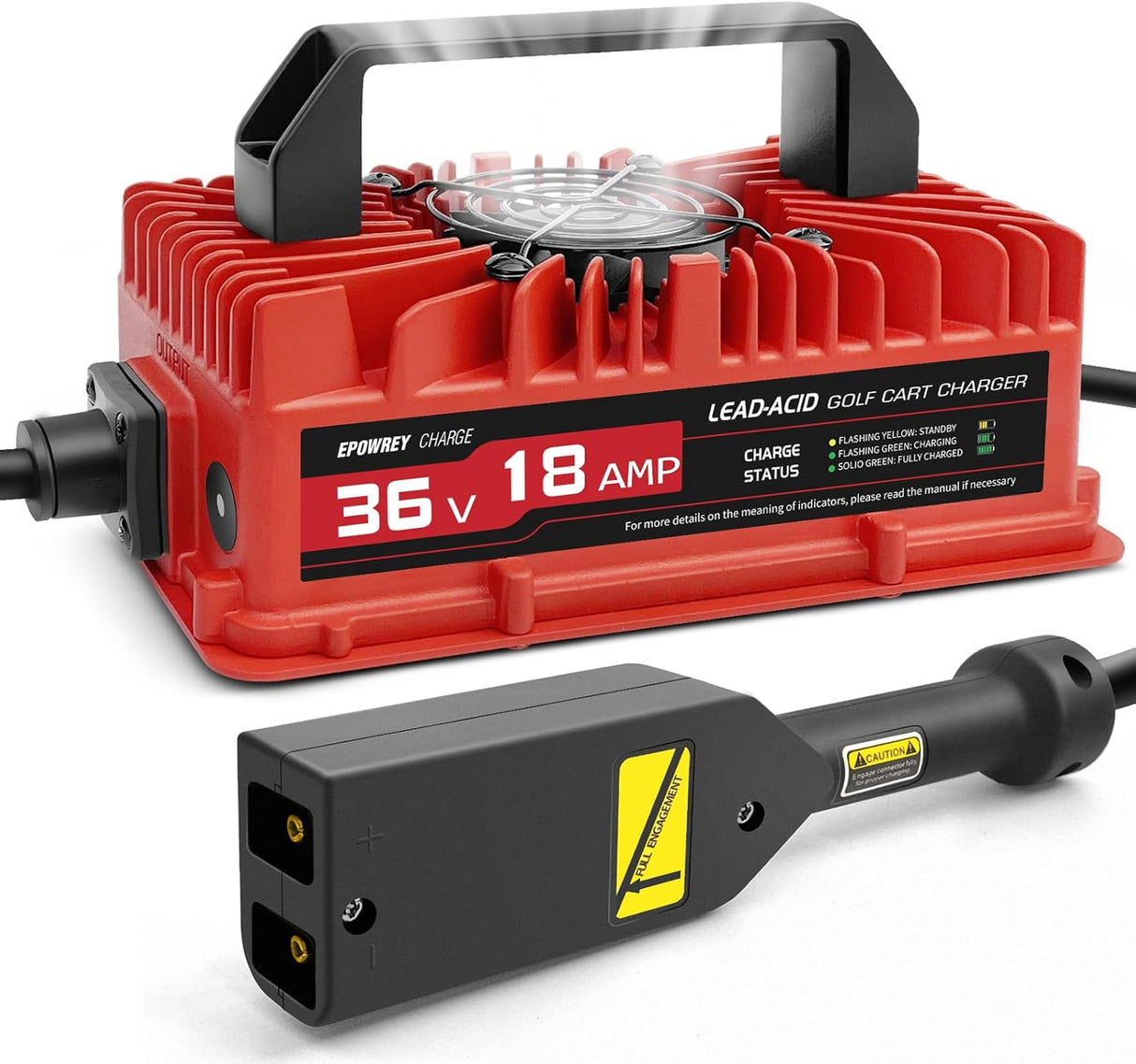 Epowery 18 AMP 36 Volt Golf Cart Battery Charger for EZGO TXT with D Style Plug