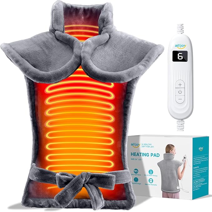 Heating Pad for Back Pain Relief, 24"x33" Weighted Heating Pad for Neck and Shoulder, Neck Heating Pad Fast-Heating with 6 Settings, Auto Shut-Off Full Body Heating Pad