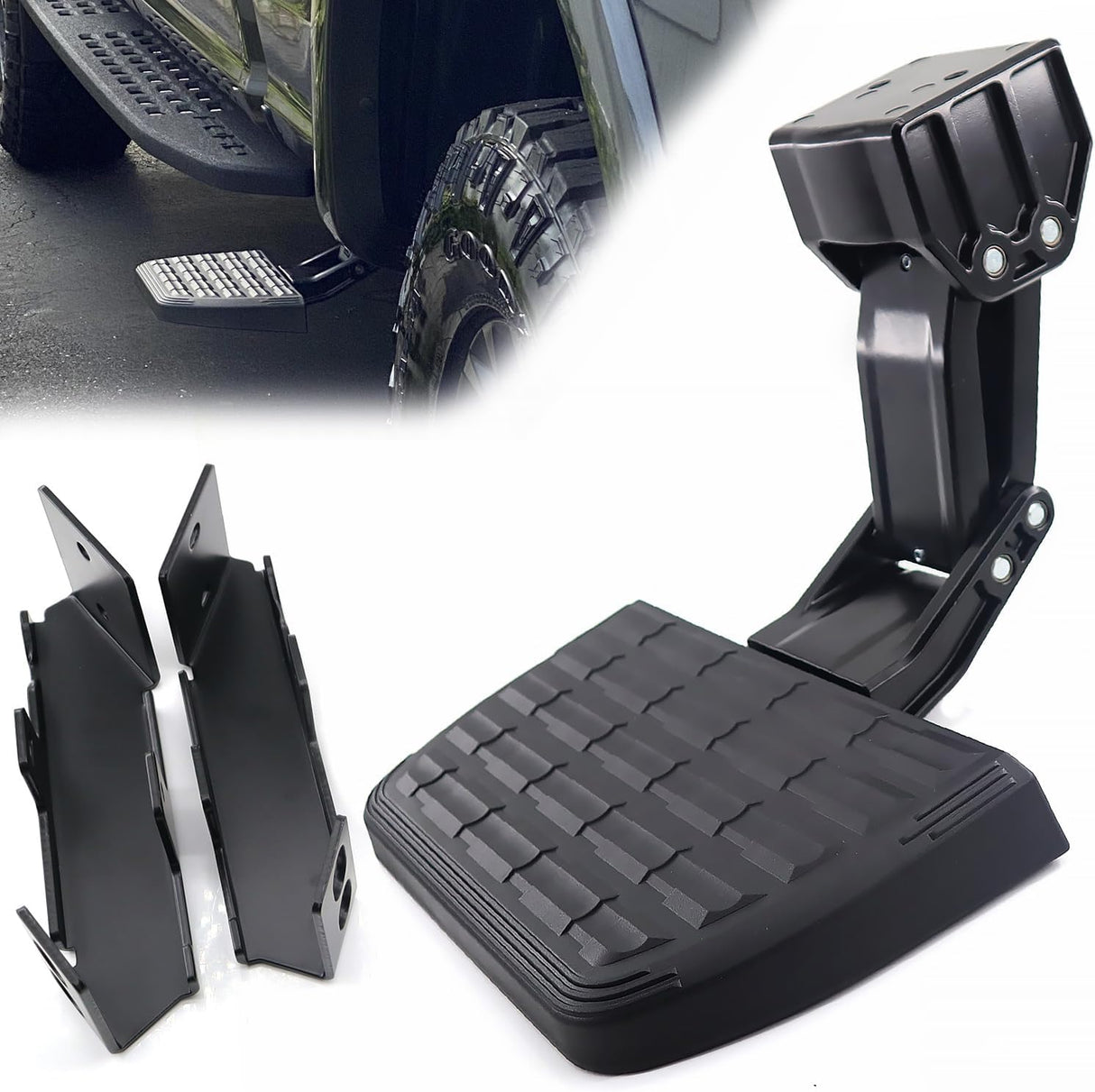 75413-01A Truck Side Step Retractable Step Compatible with 2017 2018 2019 2020 2021 2022 Ford F250 F350 Super Duty Bed Step Retractable