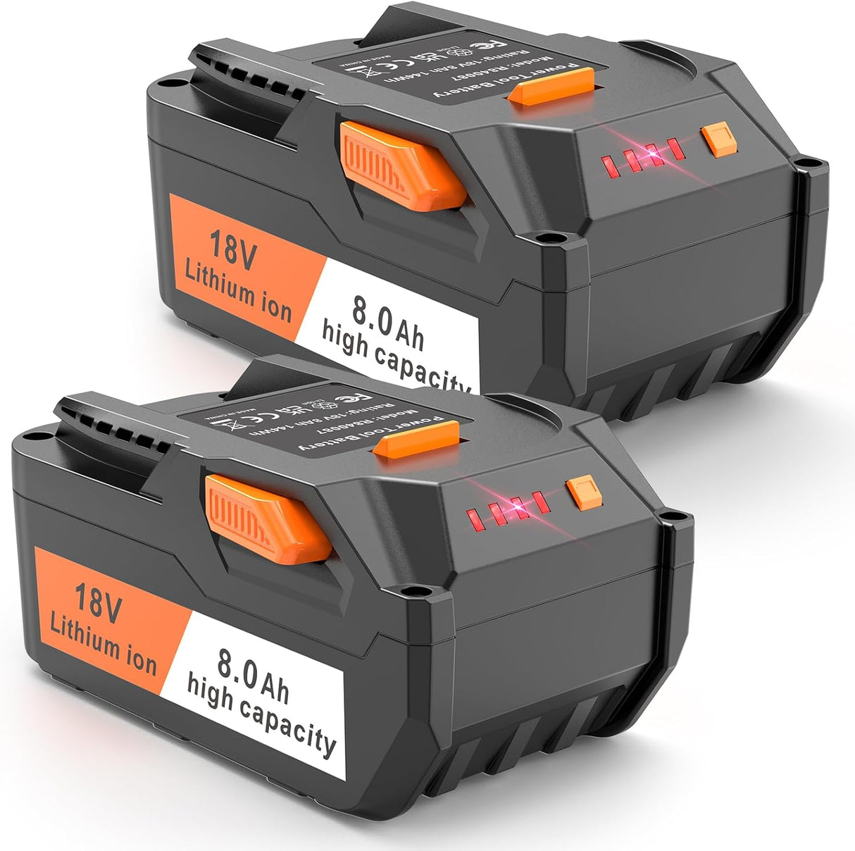 2 Packs 8.0Ah Battery Replacement for Ridgid 18 Volt Power Tools