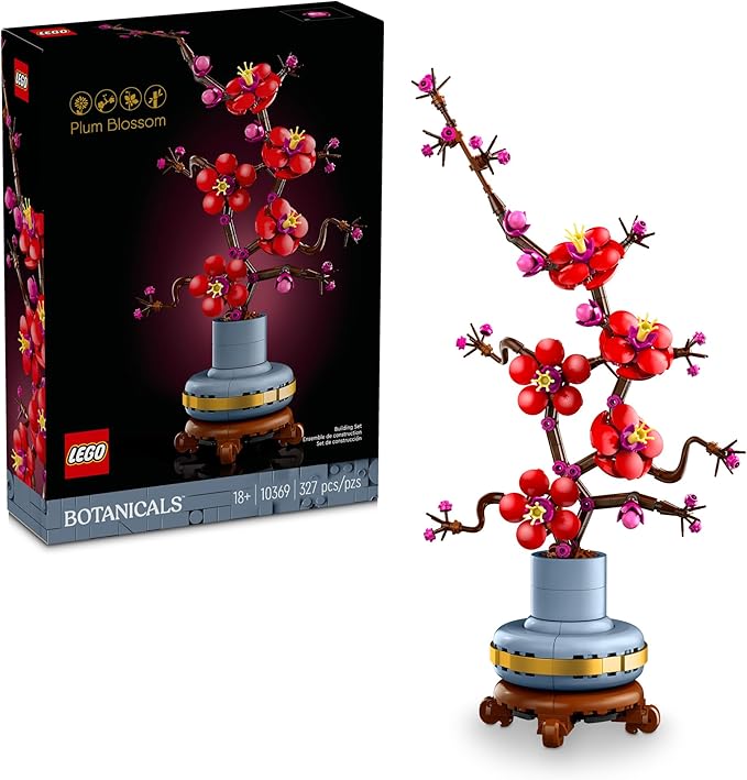 LEGO Icons Plum Blossom Building Sets for Adults - Artificial Flower for Dinner Table Centerpiece, Living Room Home Decor, Ages 18+ - DIY Craft Kits - 10369
