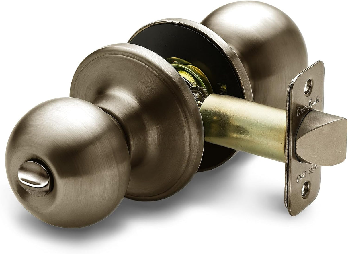 Copper Creek BK2030AB Ball Door Knob, Privacy Function, 1 Pack, in Antique Brass