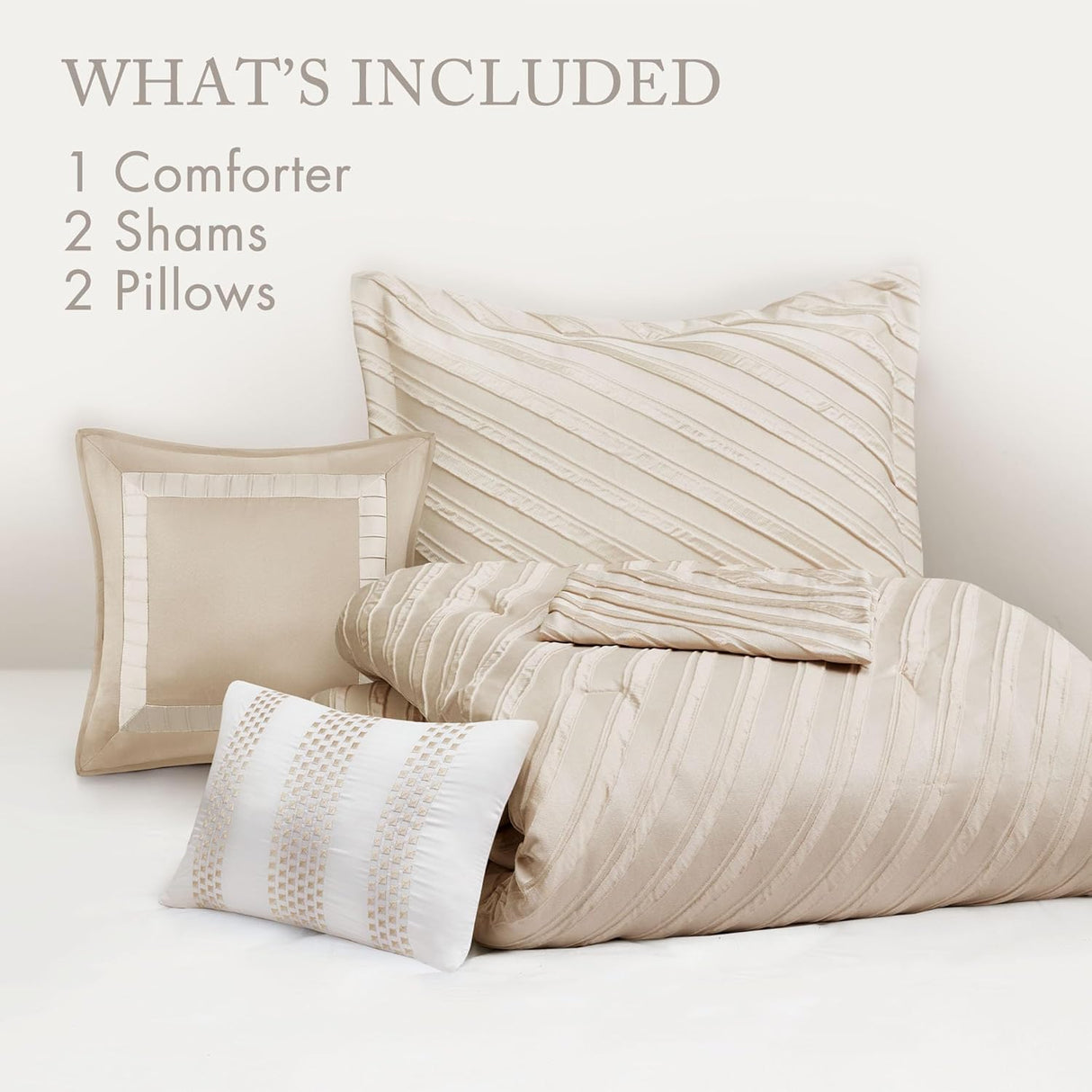MADISON PARK | Beige Comforter | 5 Piece Set