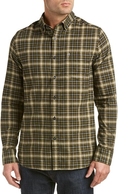 Victorinox Men's Sterner Long Sleeve Flannel Shirt, Vex Khaki, (Size: Large)
