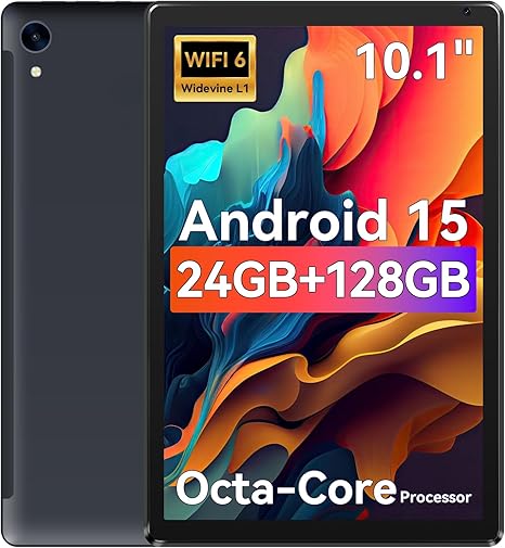 URAO Tablet,10.1" Android Tablet with Octa-core Processor 24GB RAM 128GB ROM HD IPS Touchscreen 8H Battery, Wi-Fi 6, BT 5.0, Dual Camera, Android 15 Tablets 2025