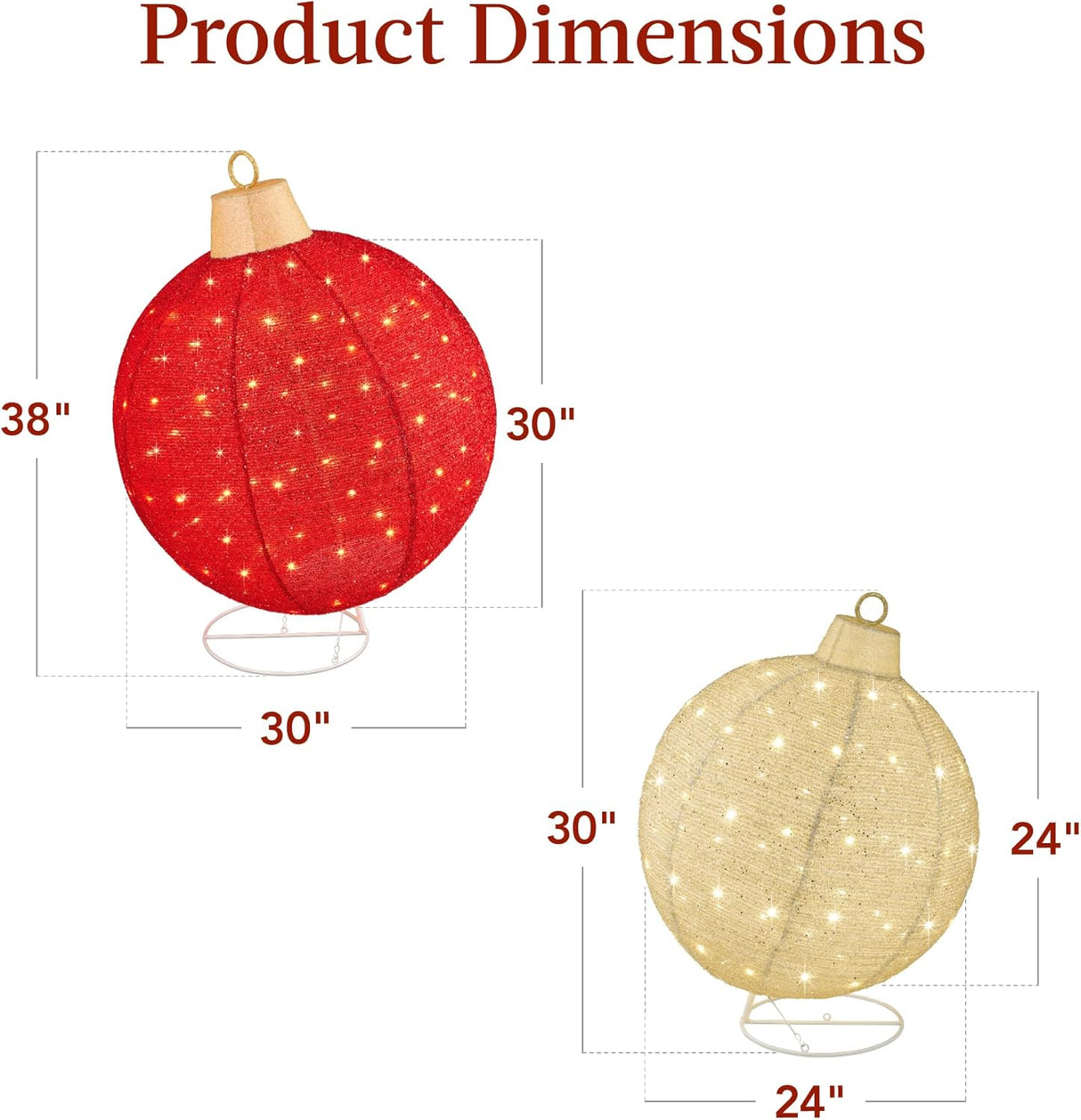 Best Choice Products - 2pc Lighted Pop-Up Christmas Ornaments Decoration w/ 180 LED Lights, Stand - Red/Gold