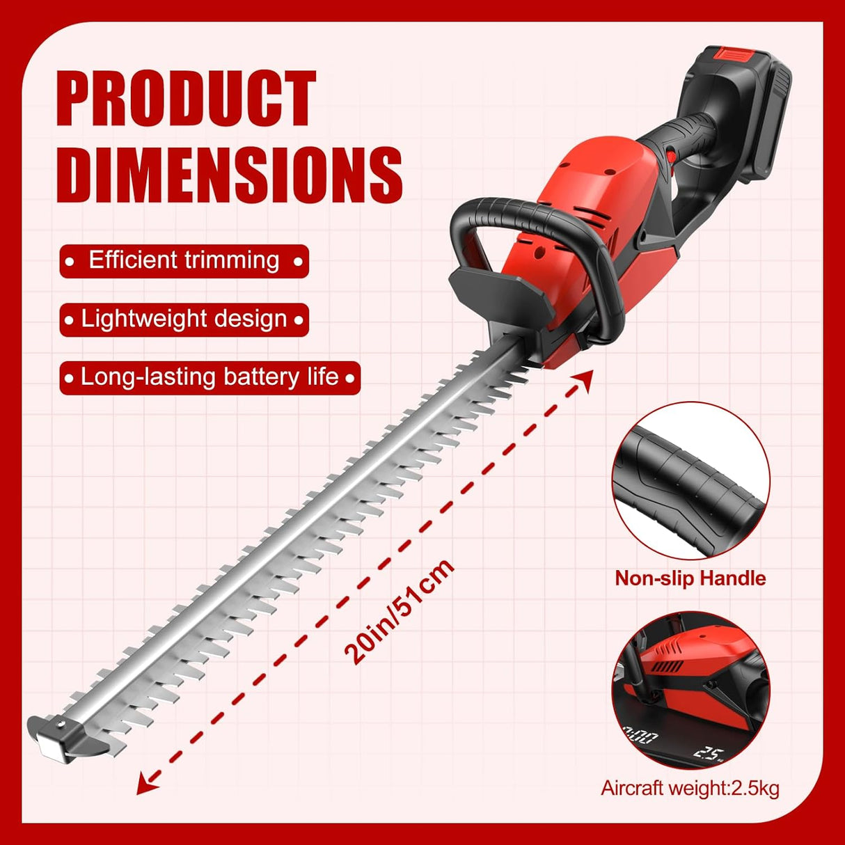Electric Hedge Trimmers 24v Cordless Hedge Trimmer with 2 Batteries & Charger Included