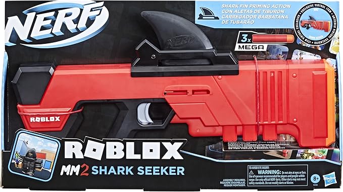 Nerf Roblox MM2 Shark Seeker Dart Blaster Shark Fin Action 3 Mega Darts Code to Activate Virtual in-Game Item F2489EU4