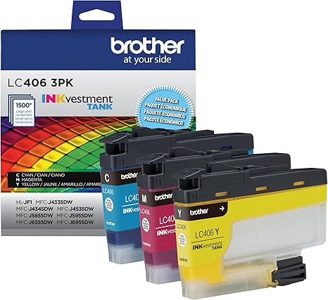 Brother LC4063PK 3 Pack of Standard Yield Cyan, Magenta and Yellow -Ink -Cartridges