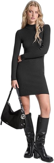 Michael Kors Womens Merino Wool Mock Neck Mini Dress Size Large