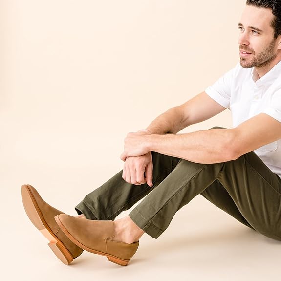 NISOLO | Men's Rio Slip-On Loafer | Leather | Tobacco | US 9.5