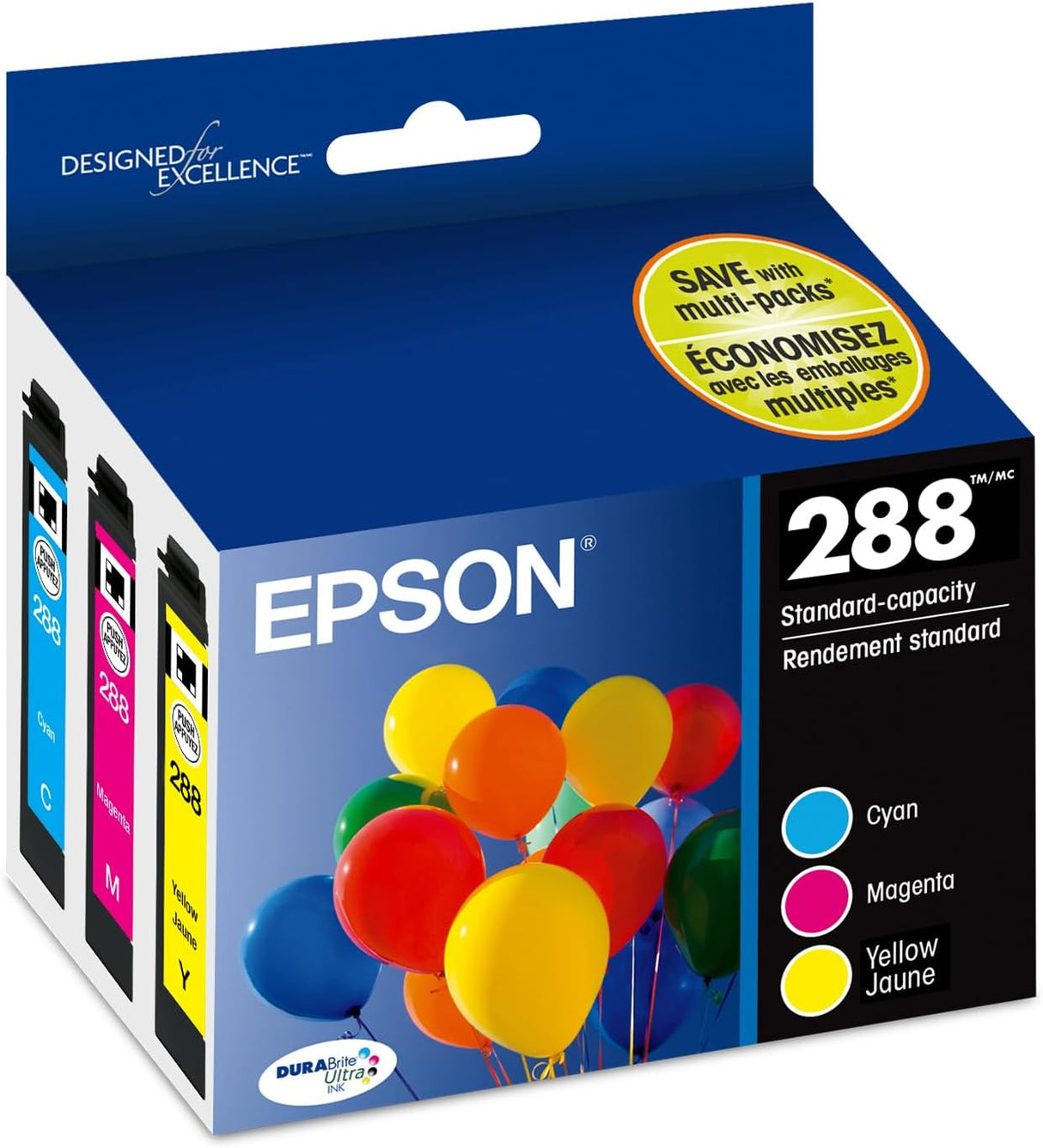 EPSON 288 DURABrite Ultra Ink Standard Capacity Color Combo Pack (T288520-S) Works with Expression XP-330, XP-430, XP-434, XP-340, XP-440, XP-446