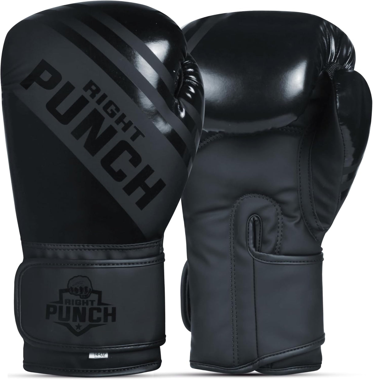 Right Punch Training Boxing Gloves for Men & Women BLACK 14.oz
