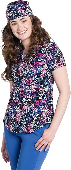 Cherokee Prints Women Scrubs Top V-Neck Tuckable Print CK664 Size XL