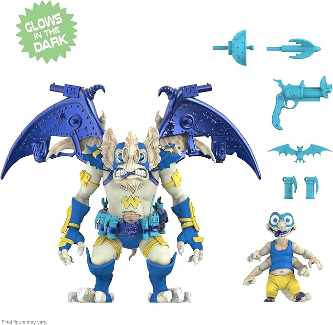 Super7 ULTIMATES! Teenage Mutant Ninja Turtles Wingnut & Screwloose (Glow in The Dark) - 7" TMNT Action Figure with Accessories Classic Cartoon Collectibles