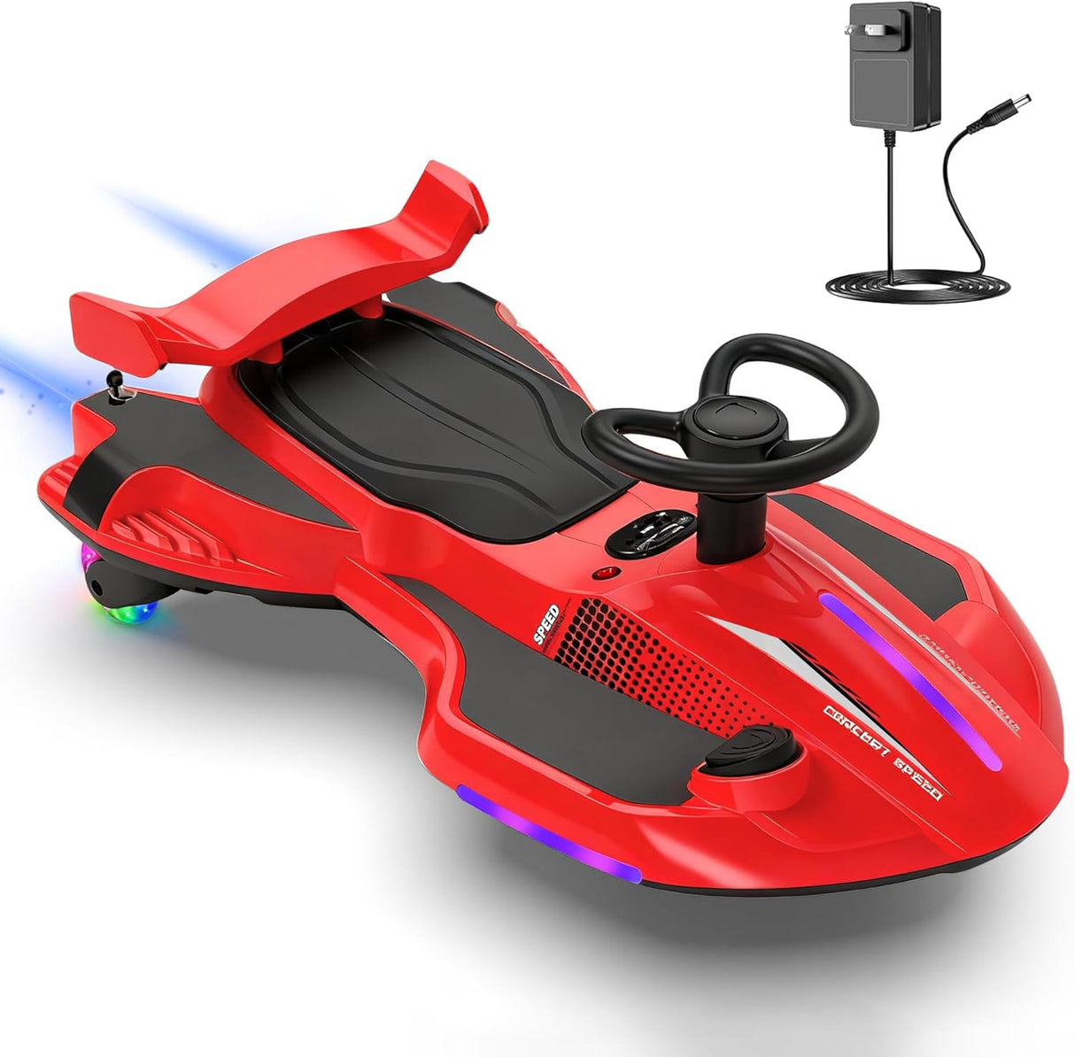 2 in 1 Electric Wiggle Car with Pedal for Kids - Red/black