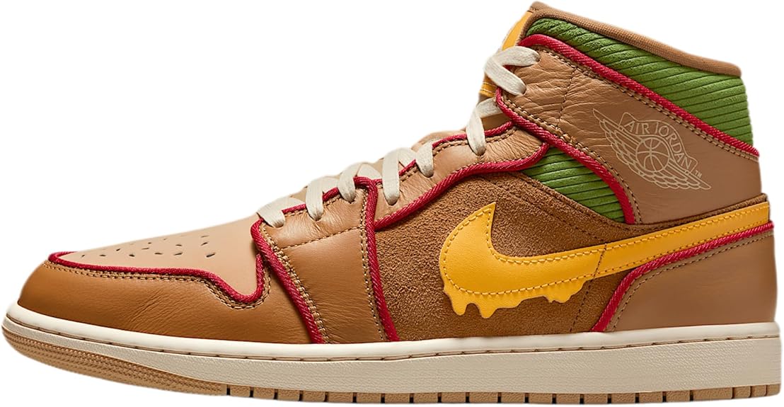 Air Jordan 1 Mid SE Men's Shoes (IB7403-224, Flax/Sesame/Coconut Milk/University Gold) Size 8.5