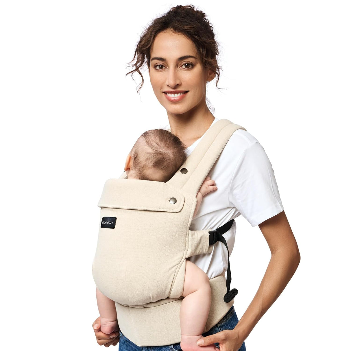 MOMCOZY Cotton-Linen Baby Carrier - 7-45lbs - Light Amber