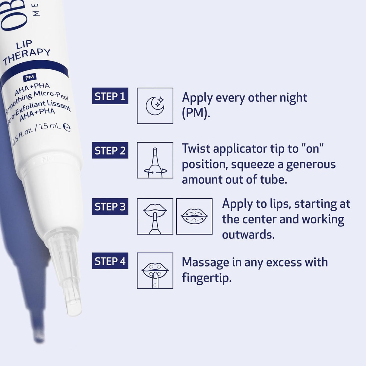 Obagi LIP THERAPY AHA+PHA SMOOTHING MICRO-PEEL 0.5 Oz. (PM)