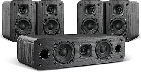 Saiyin 5.0 Home Theater System, 100w HiFi Surround Sound Speakers with Stereo Surround Sound and Classic Rretro Wood Grain for TV/PC, Passive, Amplifier or Receiver Required, Cable Not Included