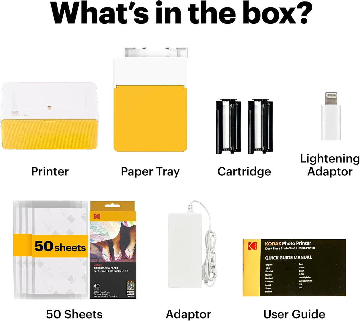 KODAK Dock Plus 4x6'' Photo Printer, 50 Sheets, Docking & Bluetooth Smartphone Printer for iPhone & Android