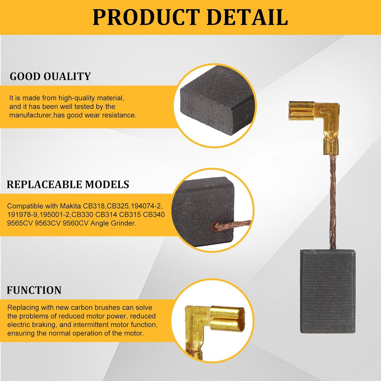 Makita 8 Pack Carbon Brushes Replacement CB340