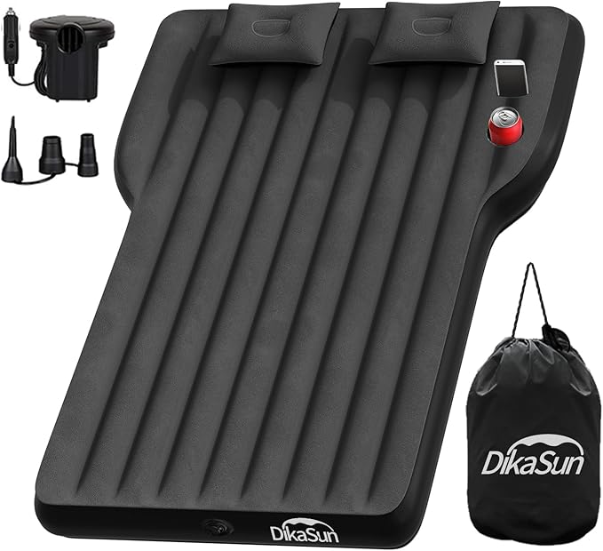 DikaSun Tesla Model Y Mattress: Inflatable Camping Bed Air Mattress for Model Y, Thickened Travel SUV Sleeping Pad with Car Air Pump 2 Pillows