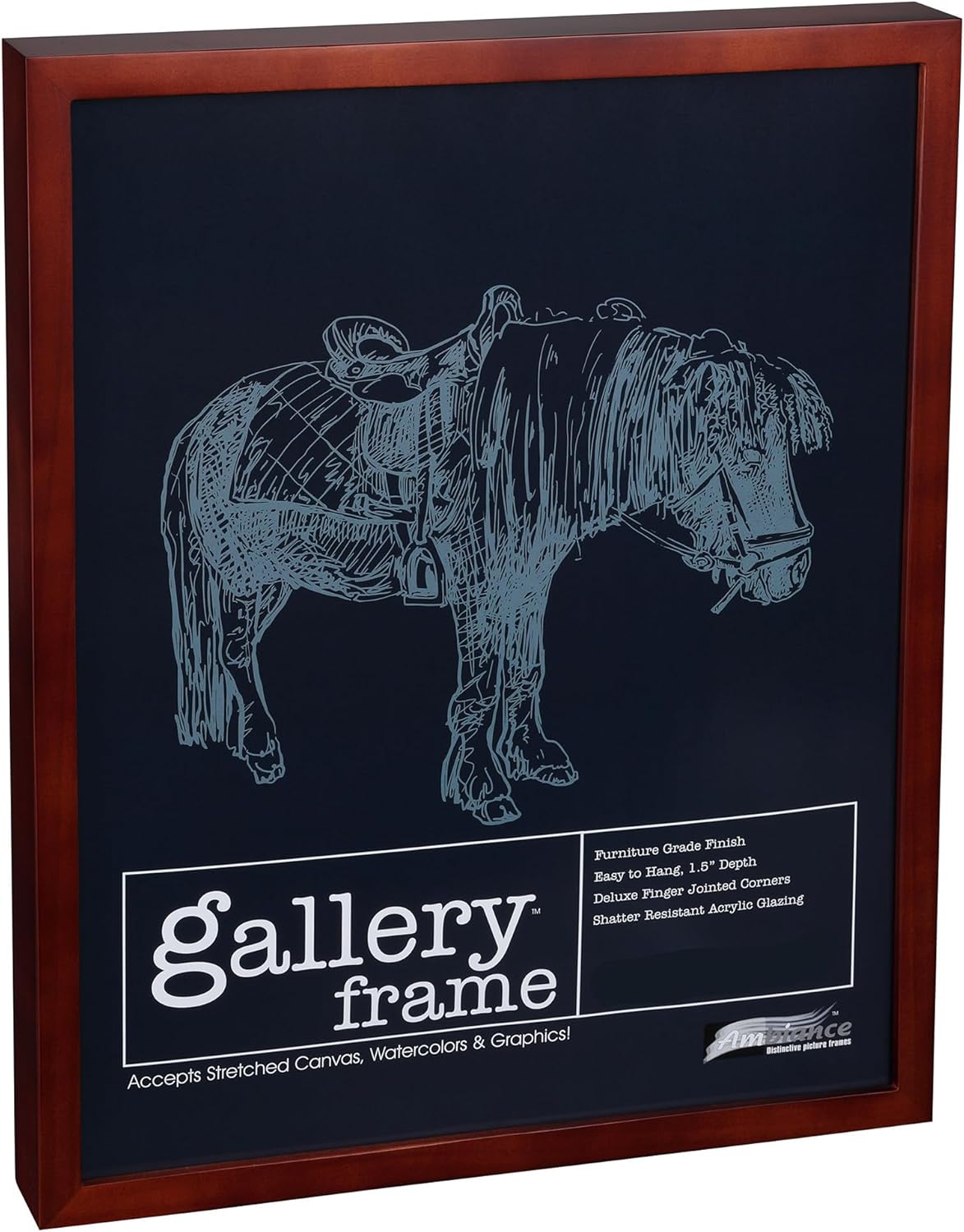 Ambiance Gallery Wood 1.5" Deep Picture Frames - 9x12" Walnut Wood Frame, Shatter-Resistant Acrylic Glazing & MDF Backing, Horizontal or Vertical Wall Display